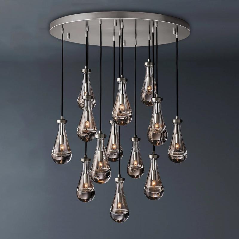 Raindrop Round Chandelier Light D36"