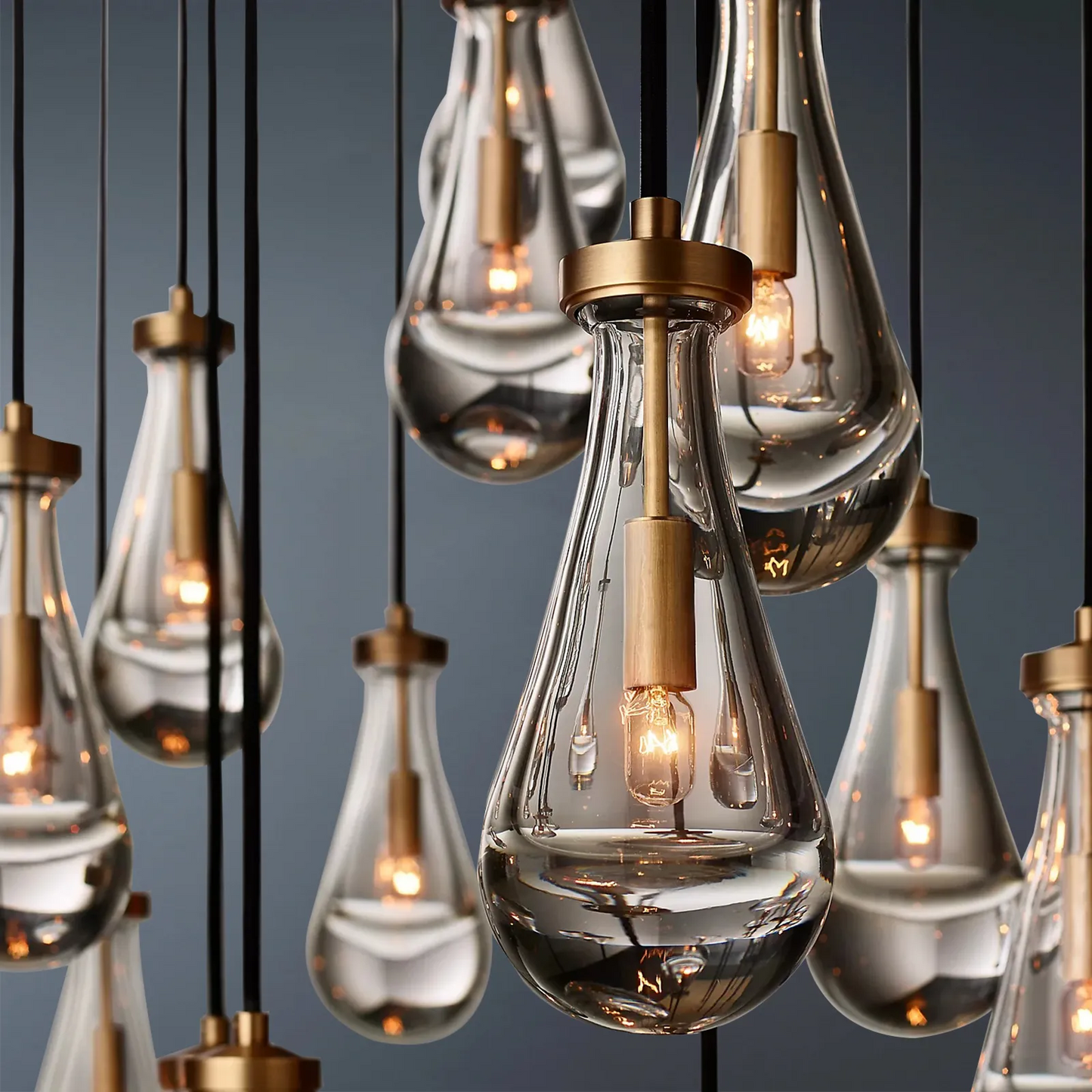 Raindrop Linear 3-Light Cord Chandelier