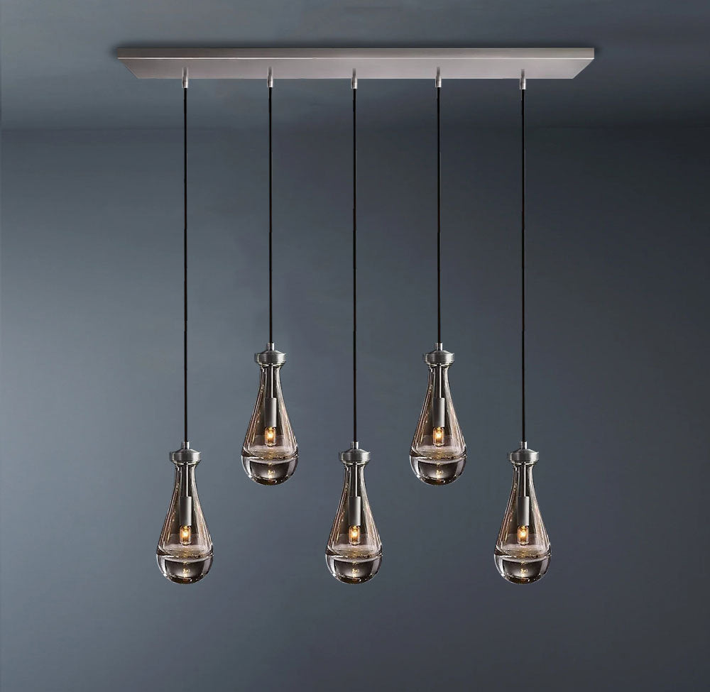 Raindrop Linear 5-Light Cord Chandelier