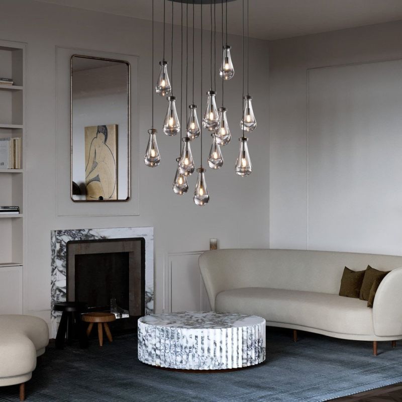 Raindrop Round Chandelier Light D36"
