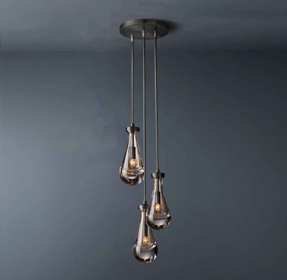 Raindrop Linear 3-Light Rod Chandelier