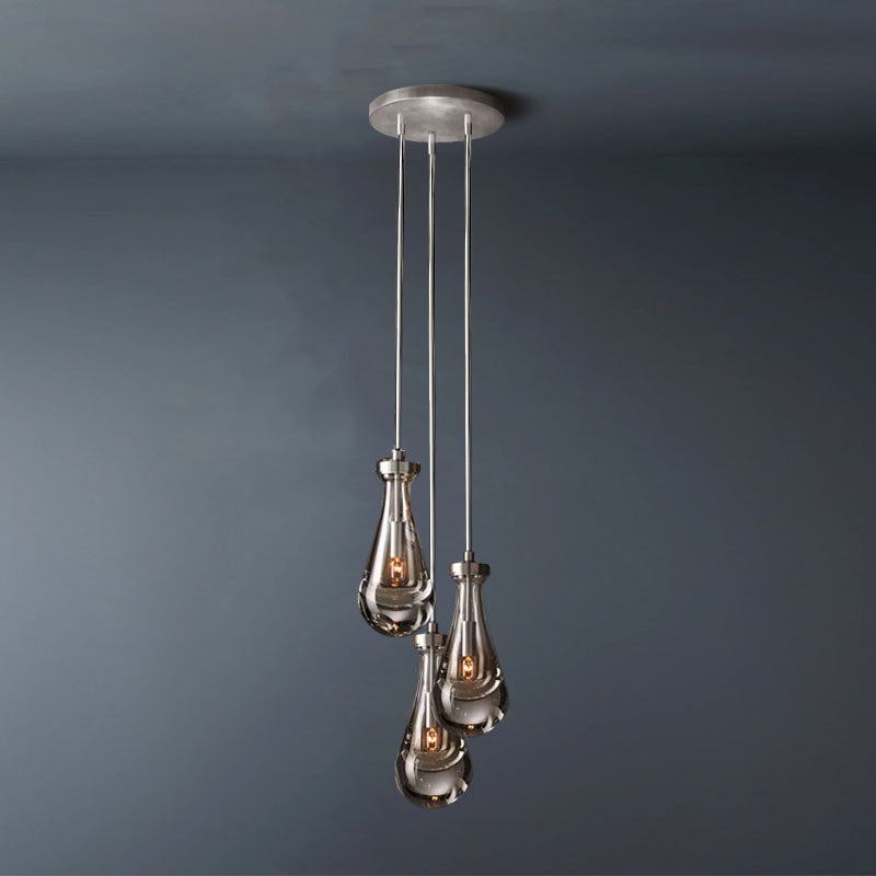Raindrop Linear 3-Light Rod Chandelier