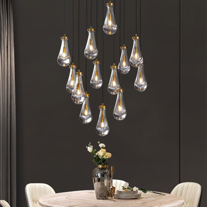 Raindrop Round Chandelier Light D36"