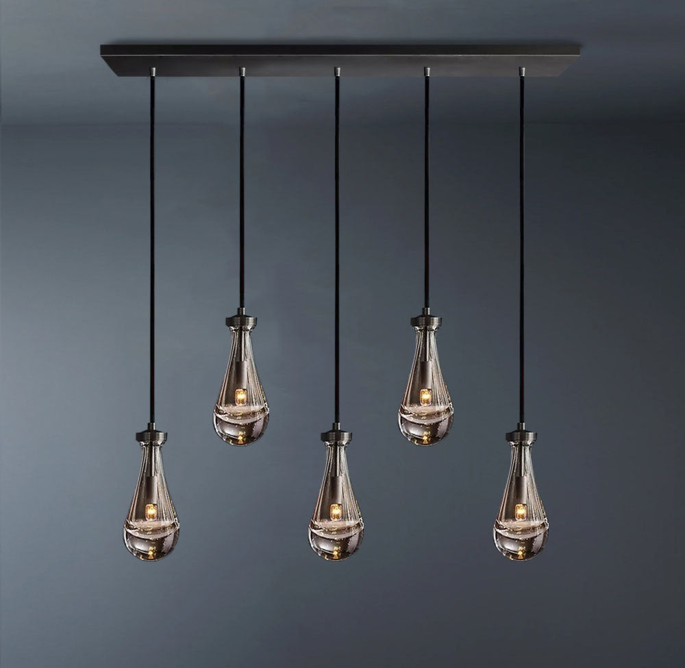 Raindrop Linear 5-Light Cord Chandelier
