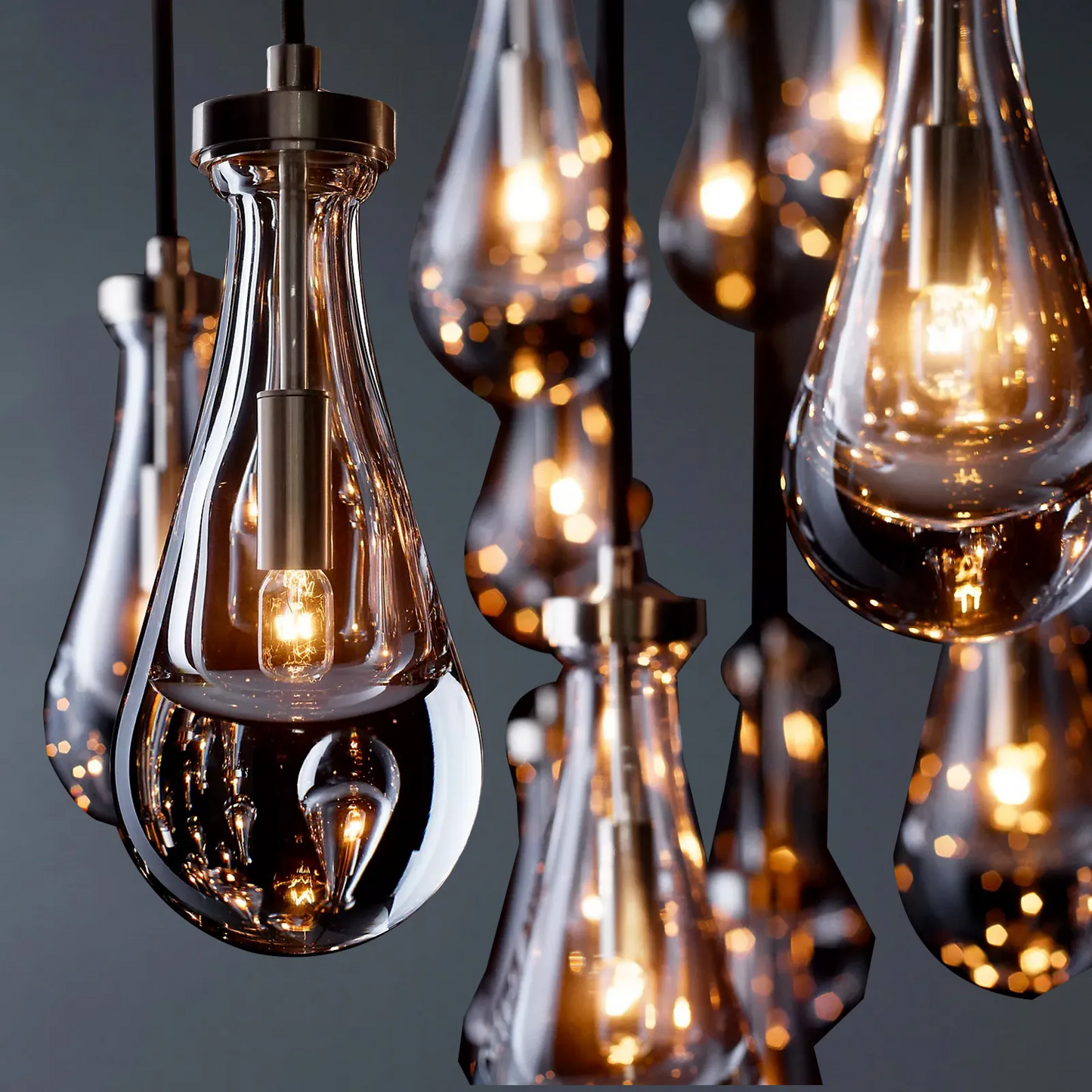 Raindrop Linear 3-Light Rod Chandelier