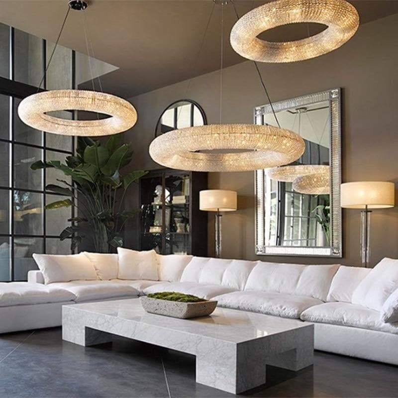 Aureola Round Chandelier 32″ 41″ 59″ Clear Crystal