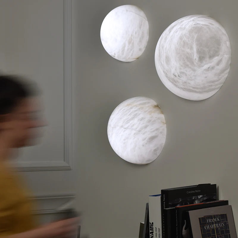 James Modern Alabaster Hemisphere Wall Sconce