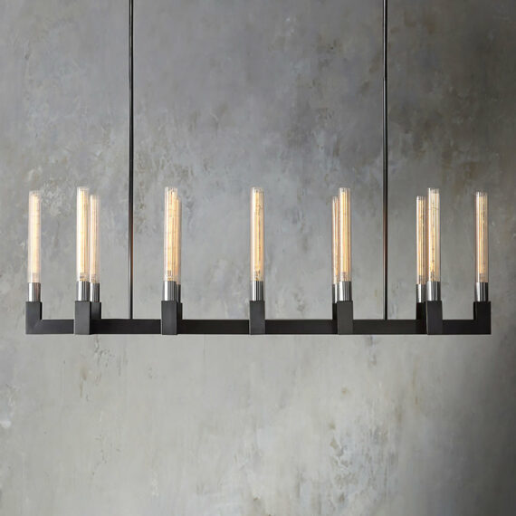 Cannel-Coal Linear Chandelier 55″