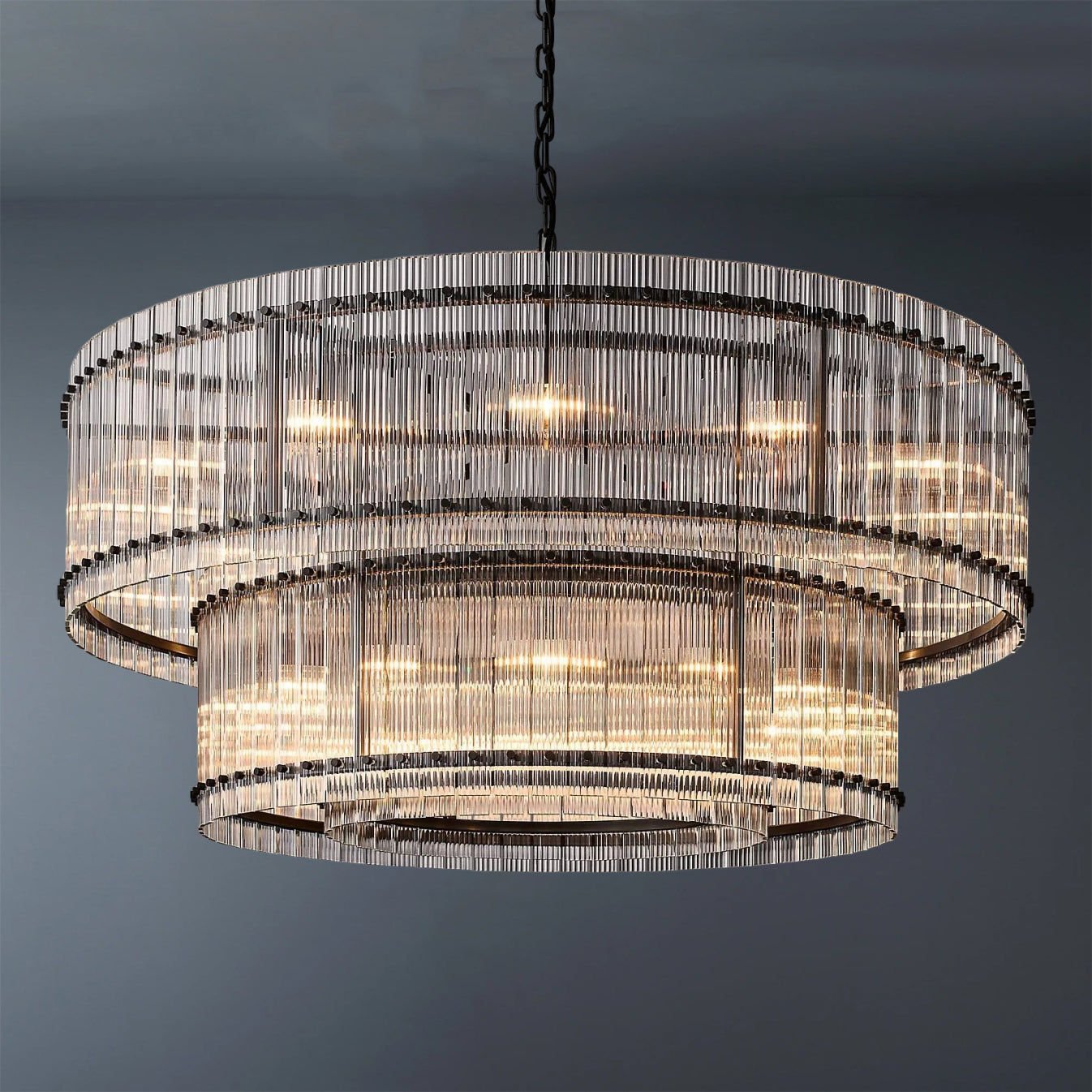 San Marco Modern 2-Tier Luxury Round Chandelier 60"