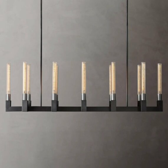 Cannel-Coal Linear Chandelier 55″
