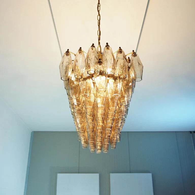 Elegant Smoked Murano Poliedri Chandelier