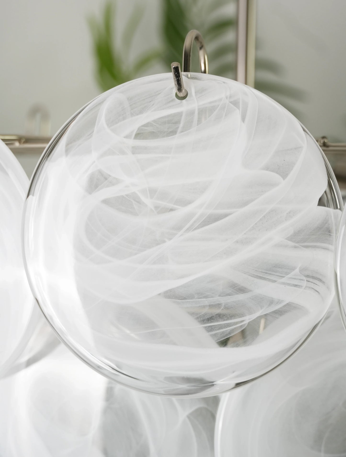Elegant White Murano Disc Chandelier