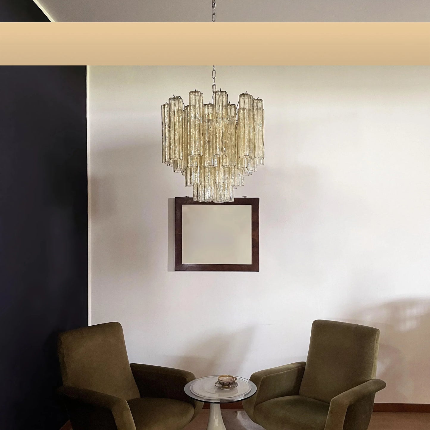 Fantastic Murano Amber Glass Tube Chandelier