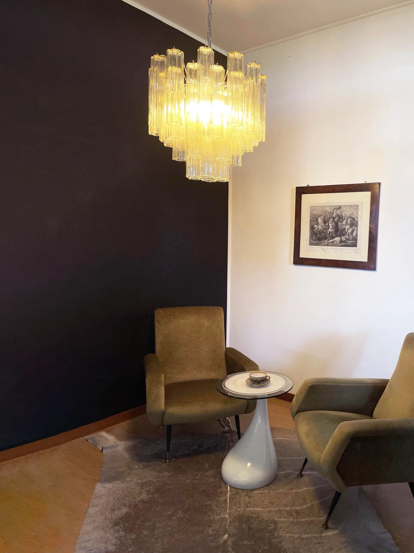 Fantastic Murano Amber Glass Tube Chandelier