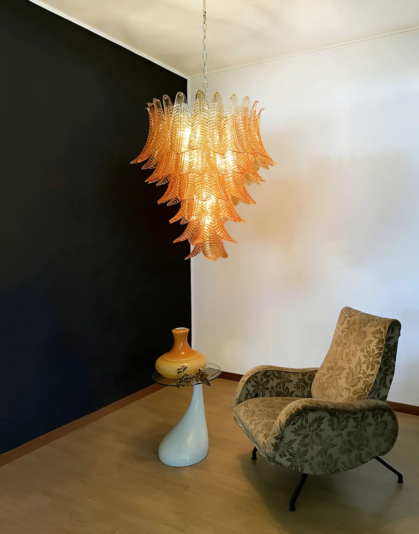 Gorgeous Murano Felci Amber Glass Chandelier