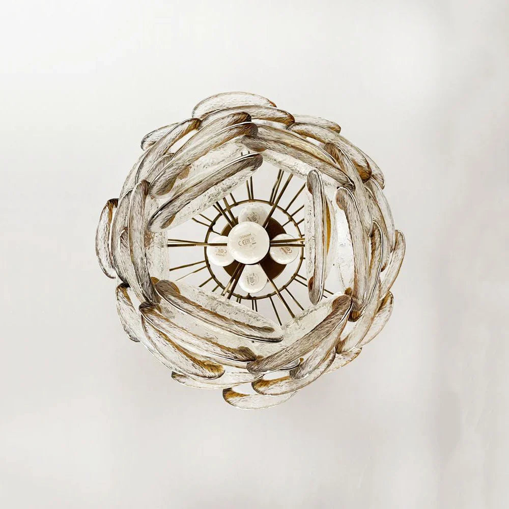 Mazzega Murano Transparent Amber Glasses Chandelier