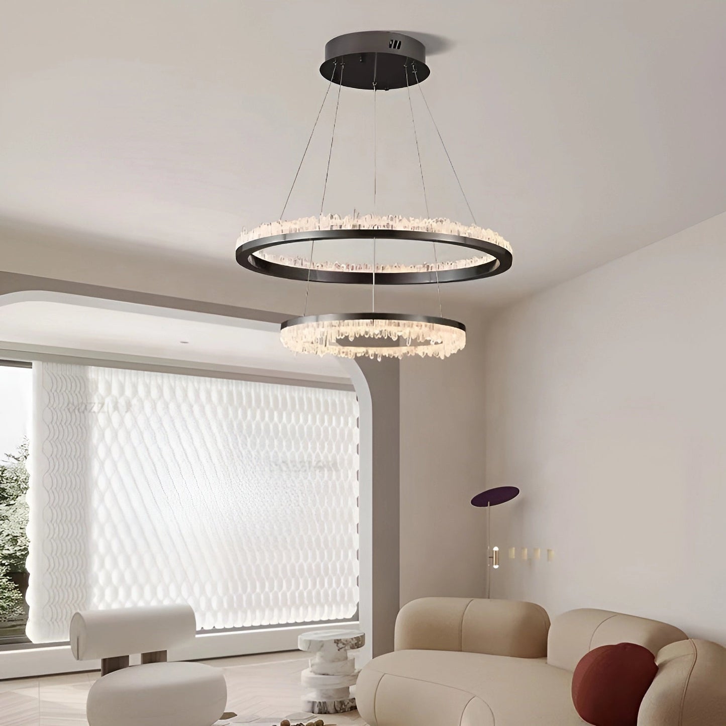 Minimalistic Crystal Quartz LED Chandelier