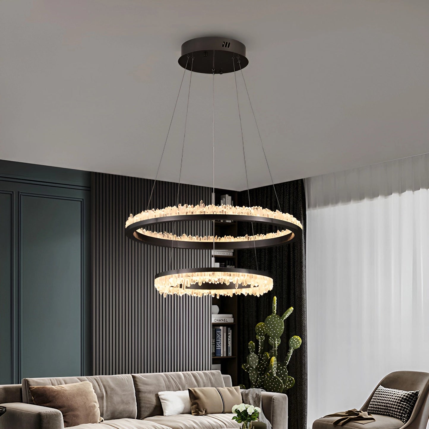 Minimalistic Crystal Quartz LED Chandelier