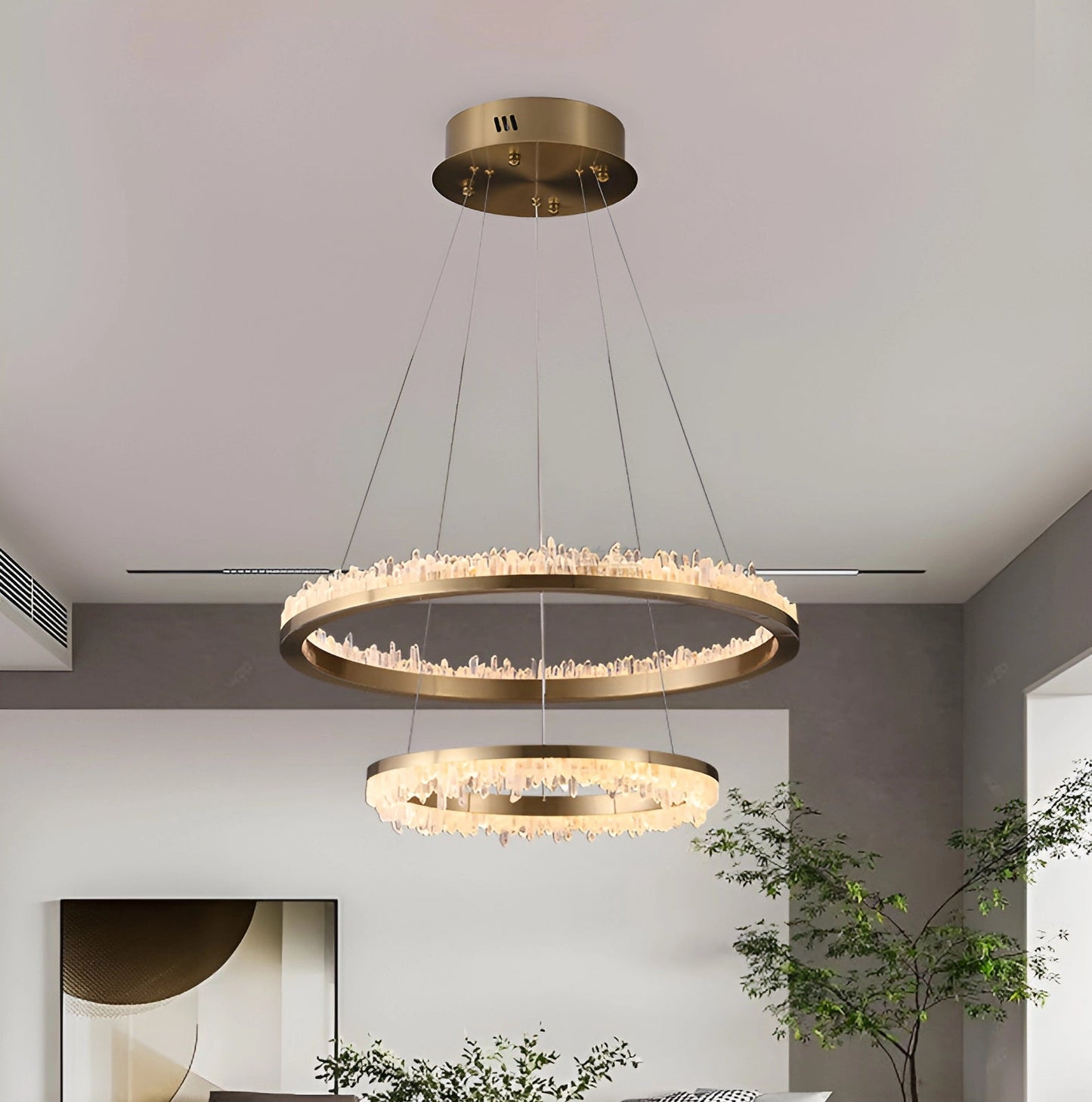 Minimalistic Crystal Quartz LED Chandelier