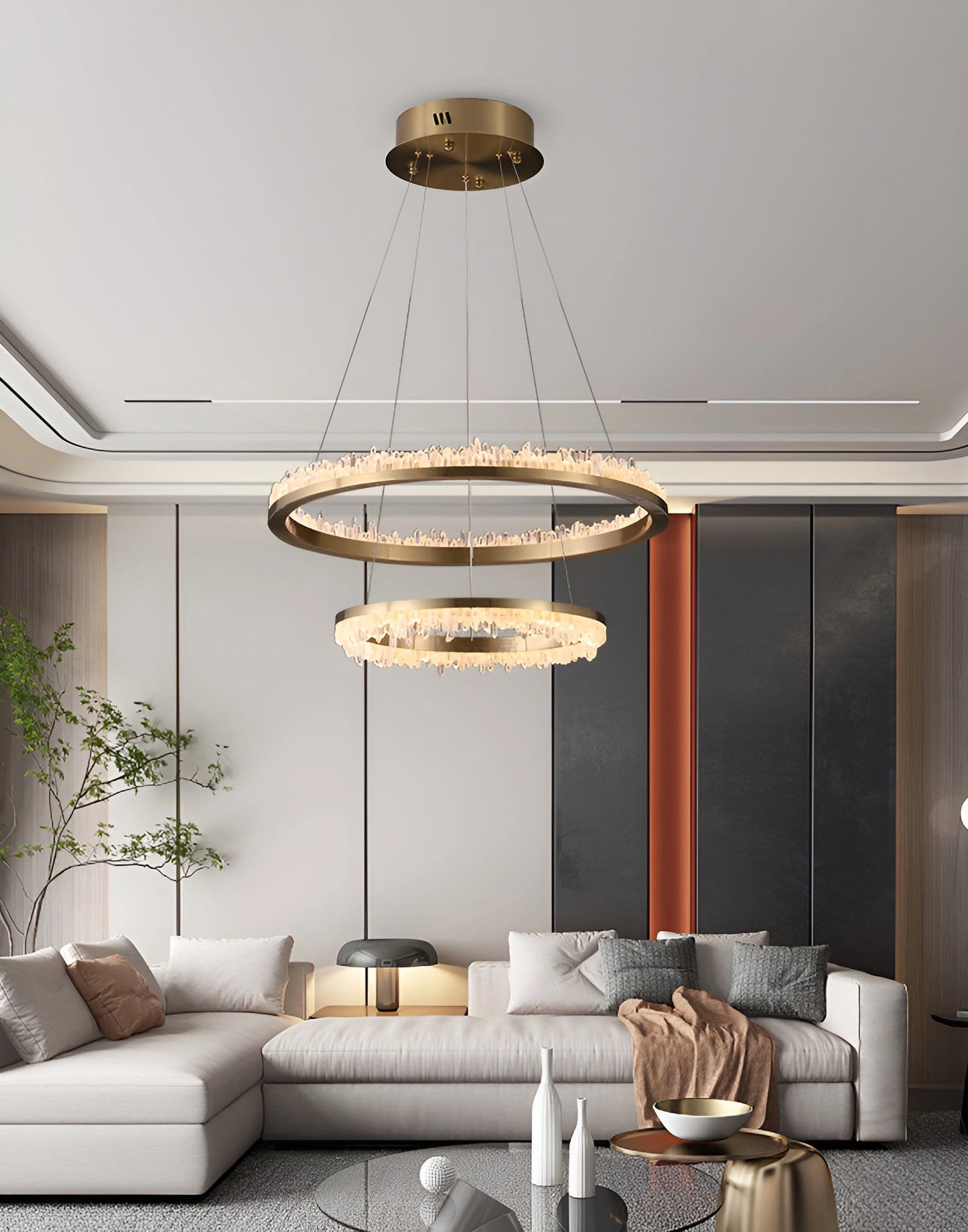 Minimalistic Crystal Quartz LED Chandelier