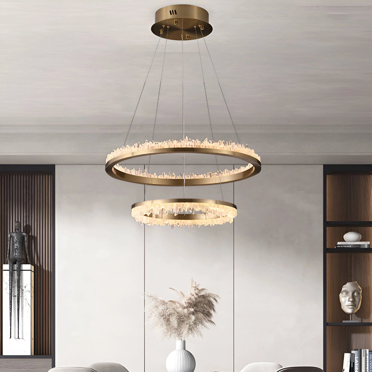 Minimalistic Crystal Quartz LED Chandelier