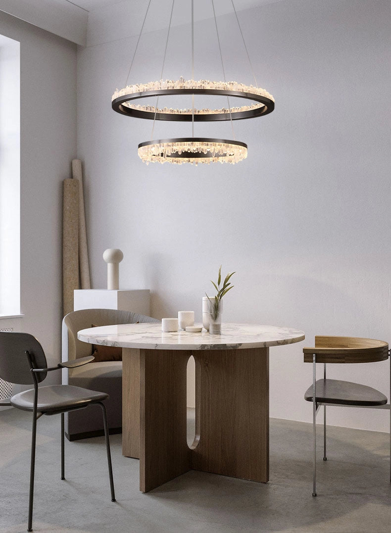 Minimalistic Crystal Quartz LED Chandelier