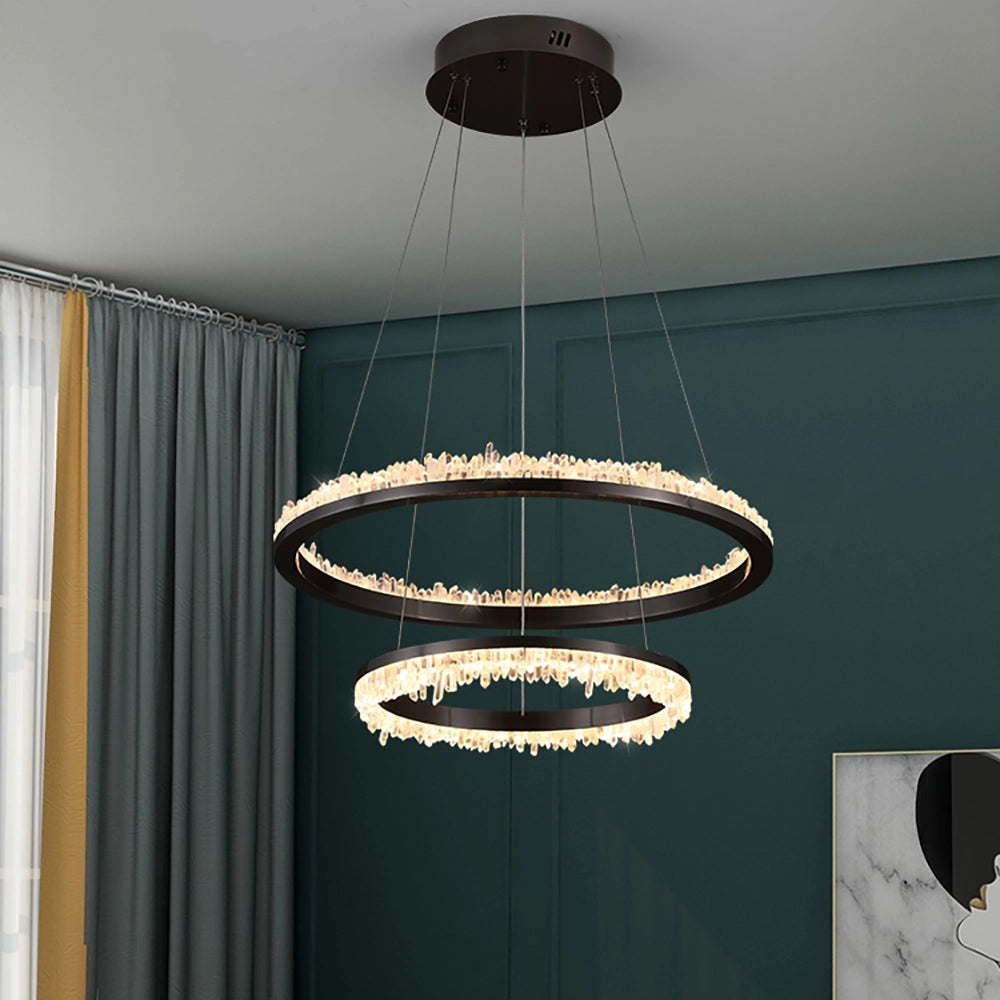 Minimalistic Crystal Quartz LED Chandelier
