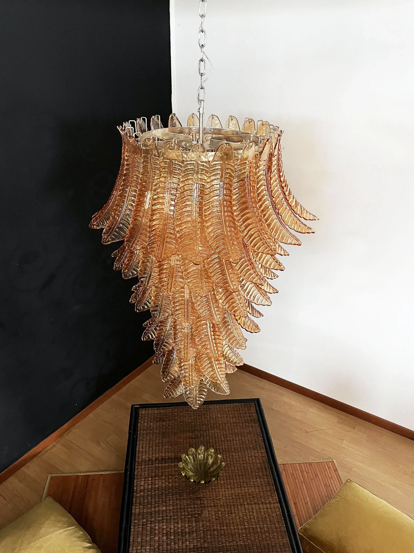 Murano Amber Felch Spiral Chandelier
