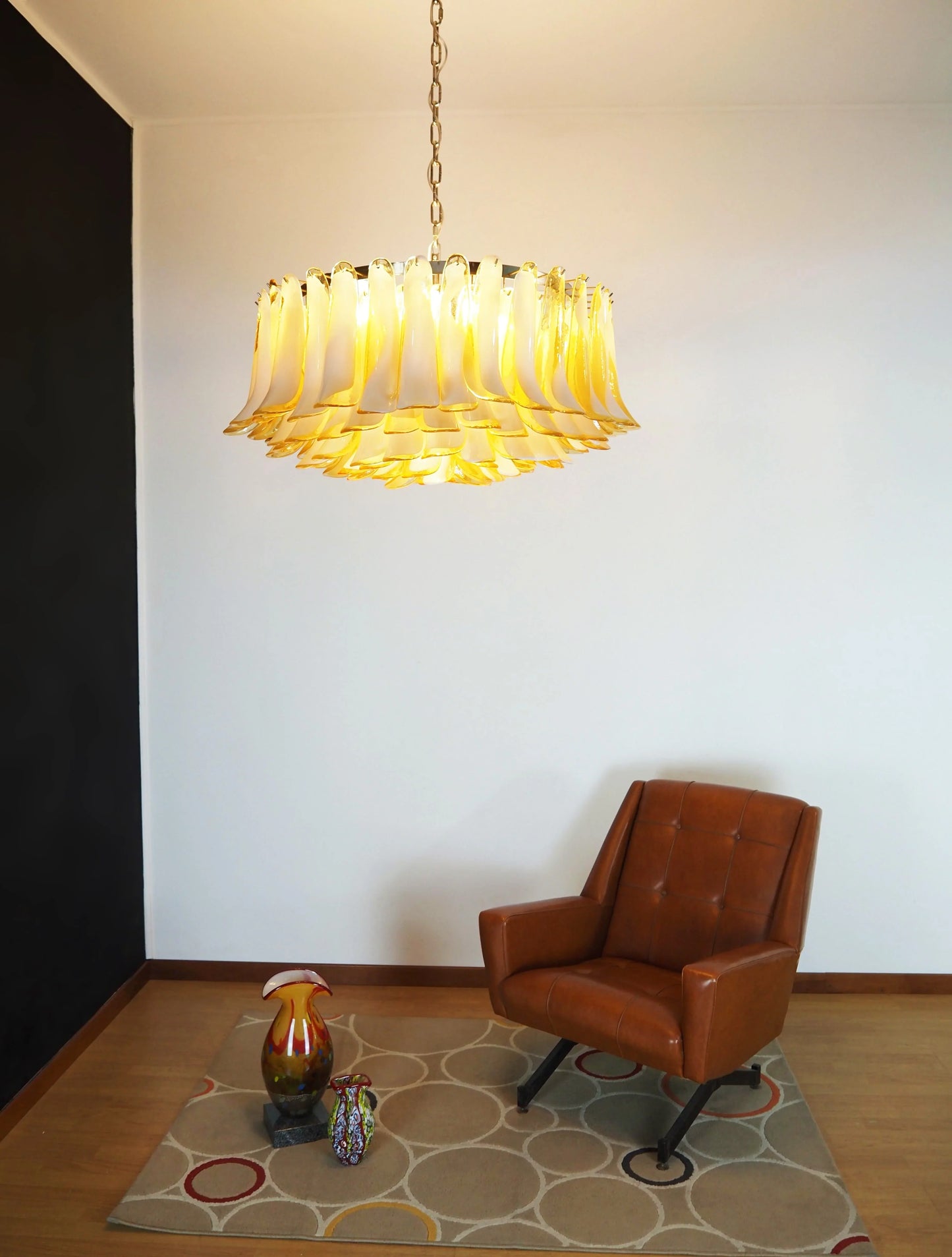 Murano Caramel Glass Petal Chandelier