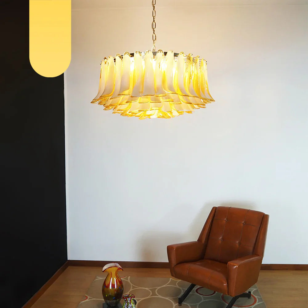 Murano Caramel Glass Petal Chandelier