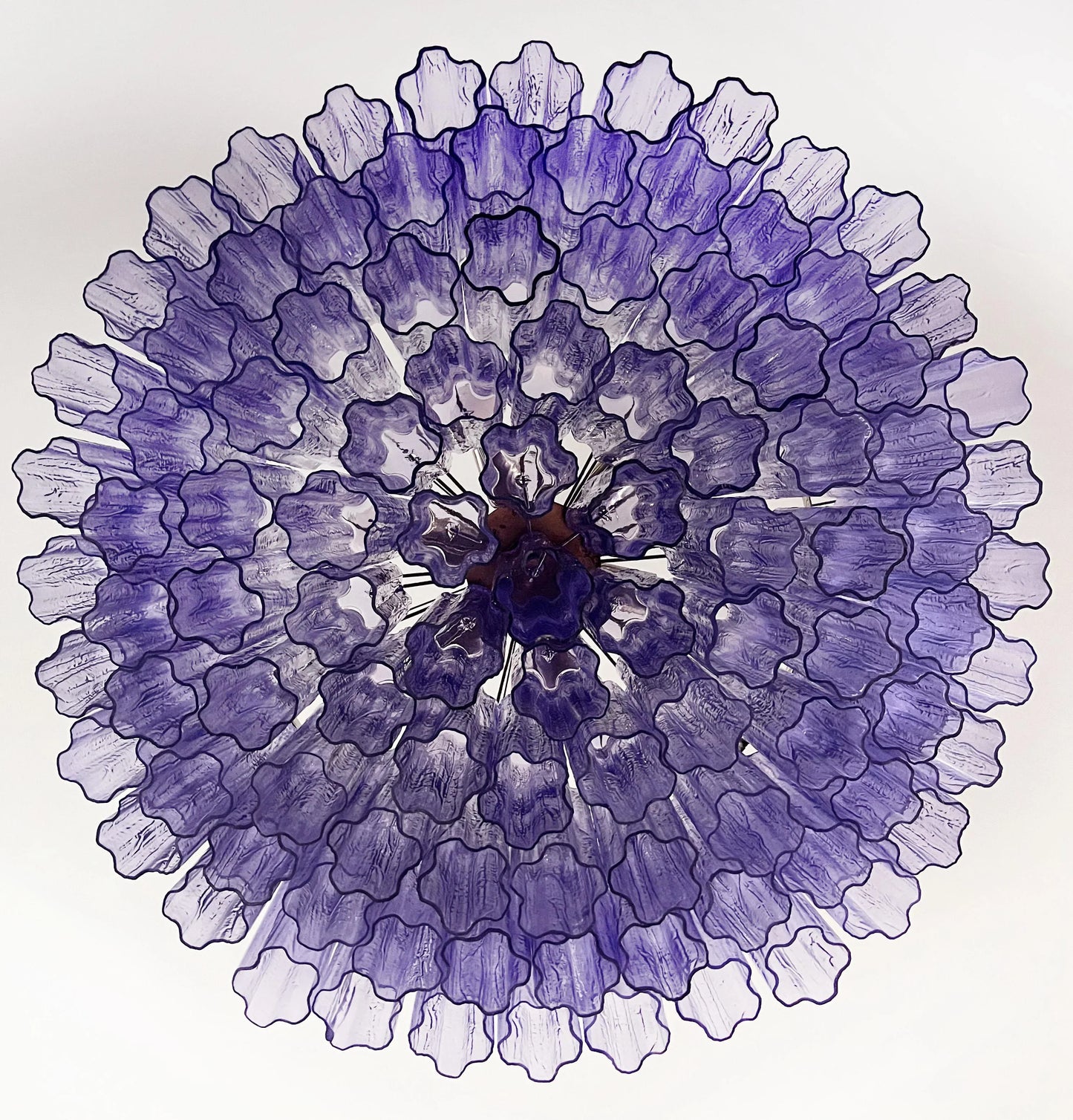 Murano Large Amethyst Glass Tube Chandelier