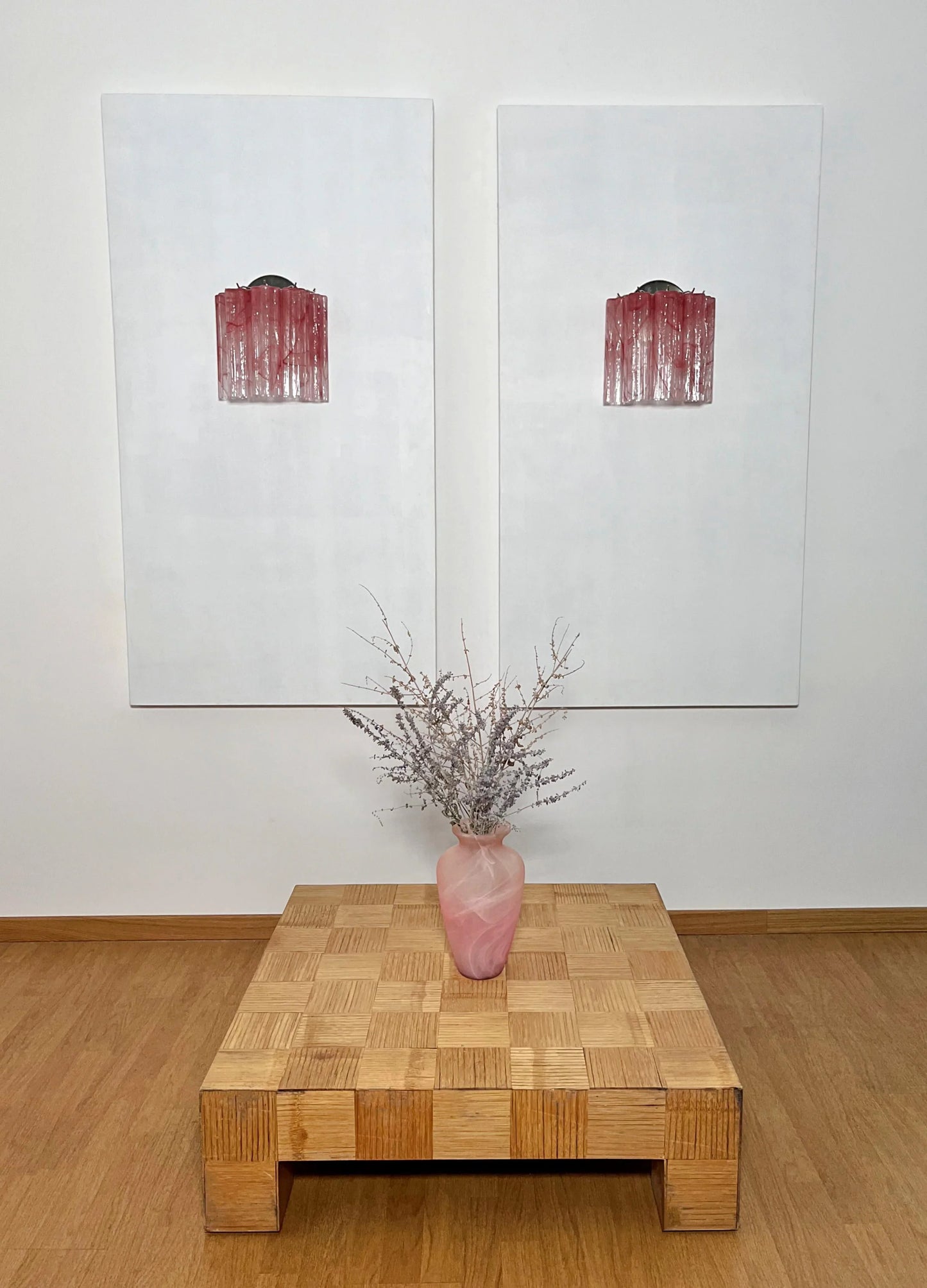 Murano Pink Glass Tube Wall Lamp