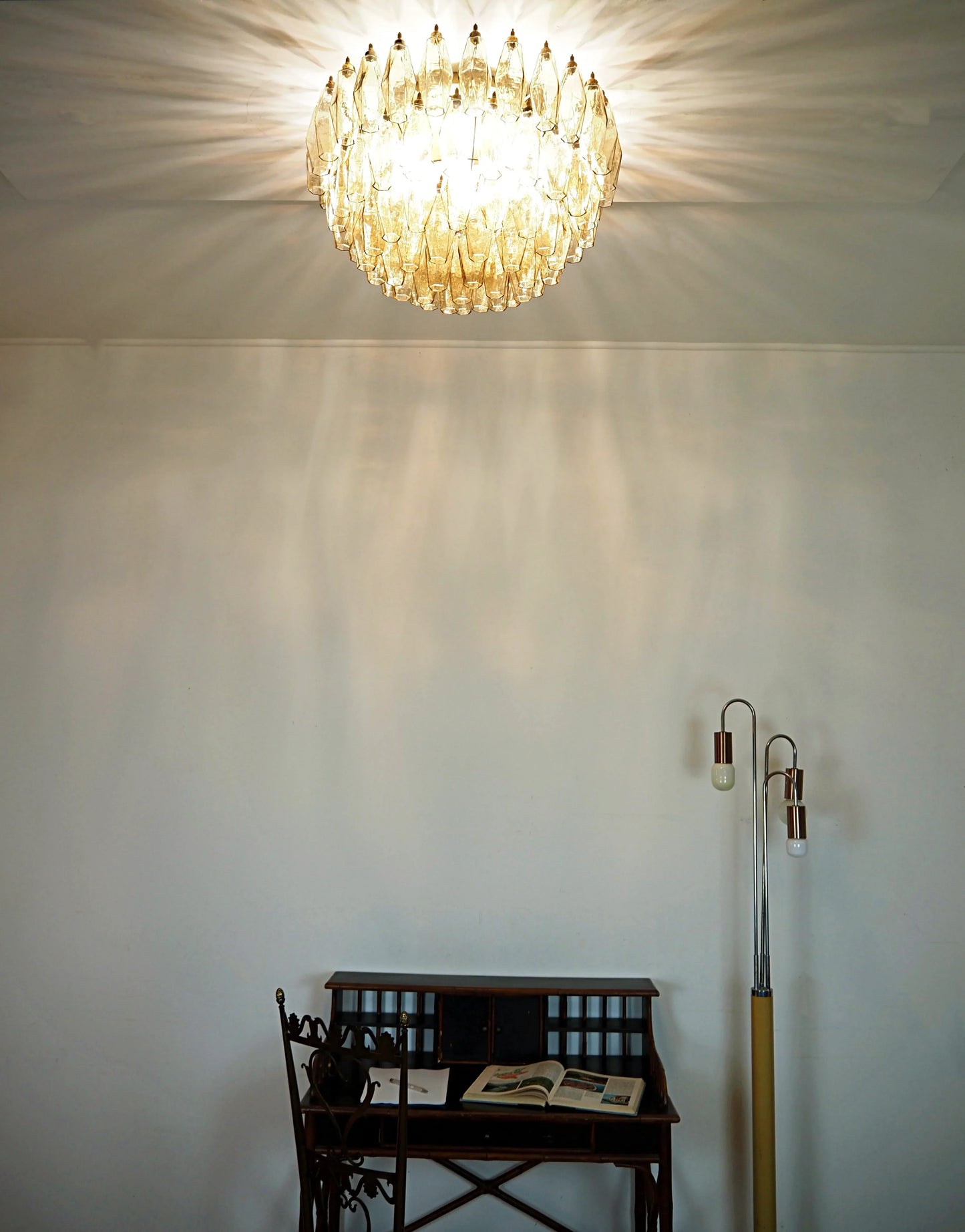Murano Poliedri Smoked Ceiling Light