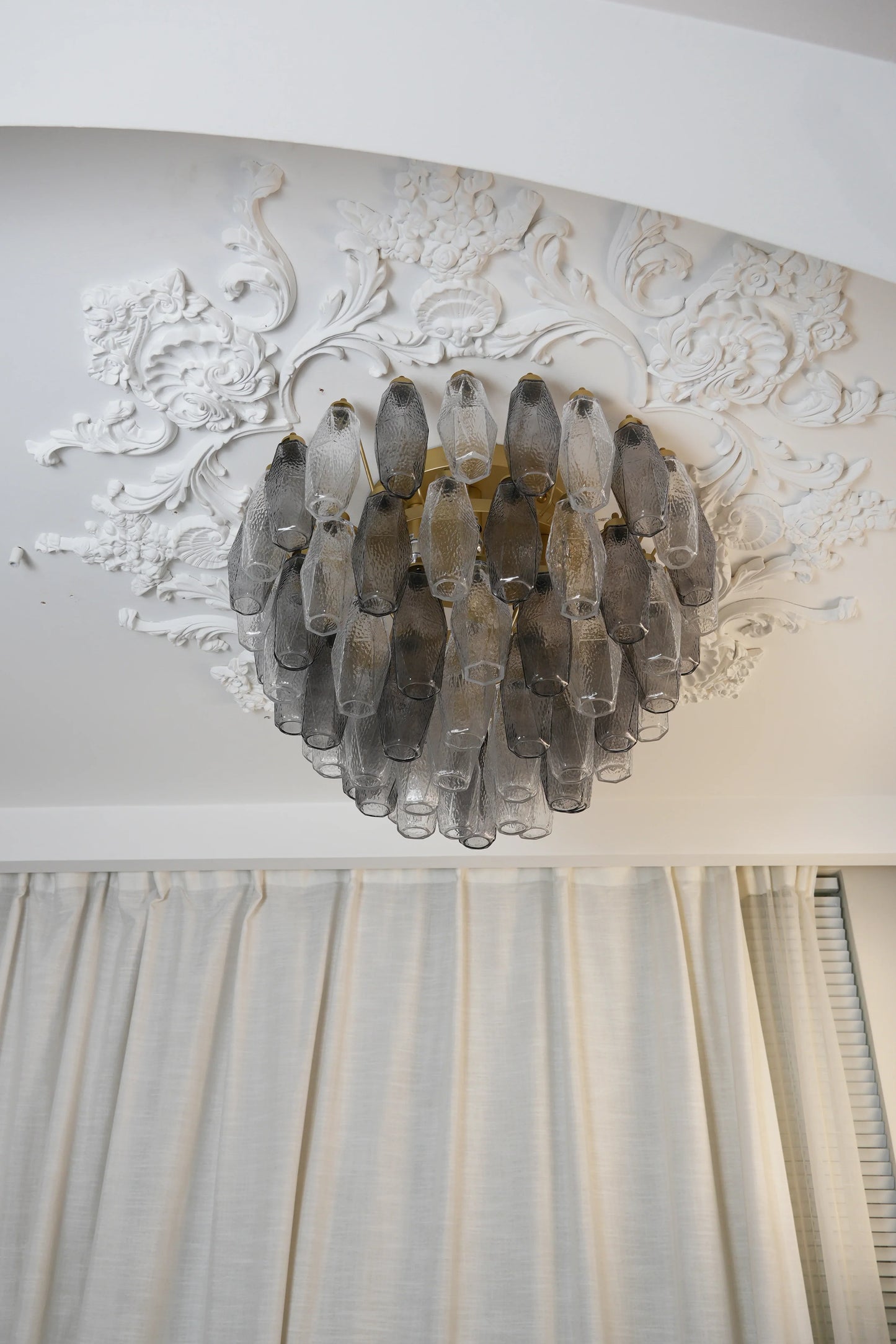 Murano Poliedri Transparent Smoked Ceiling Light