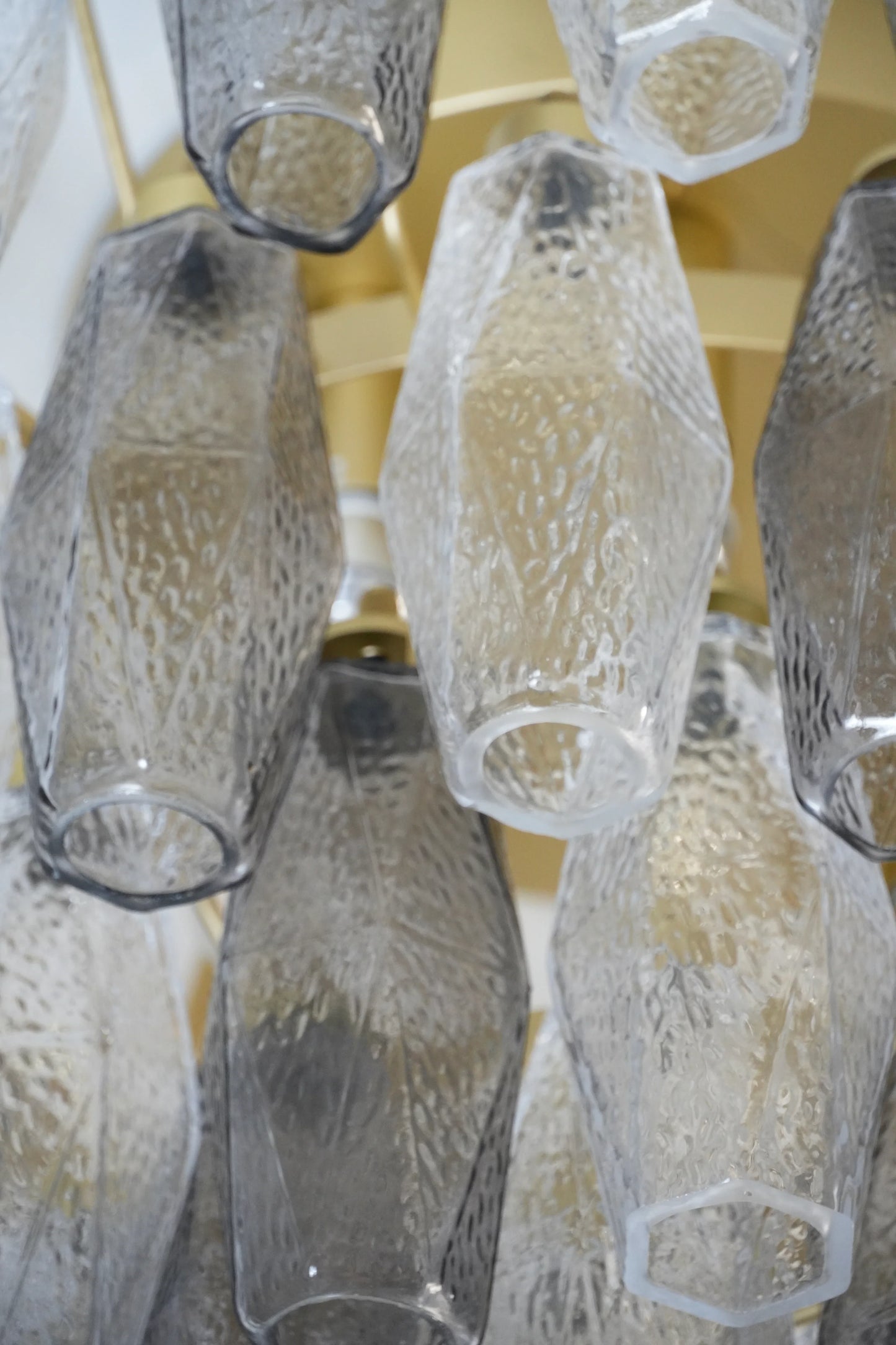 Murano Poliedri Transparent Smoked Ceiling Light