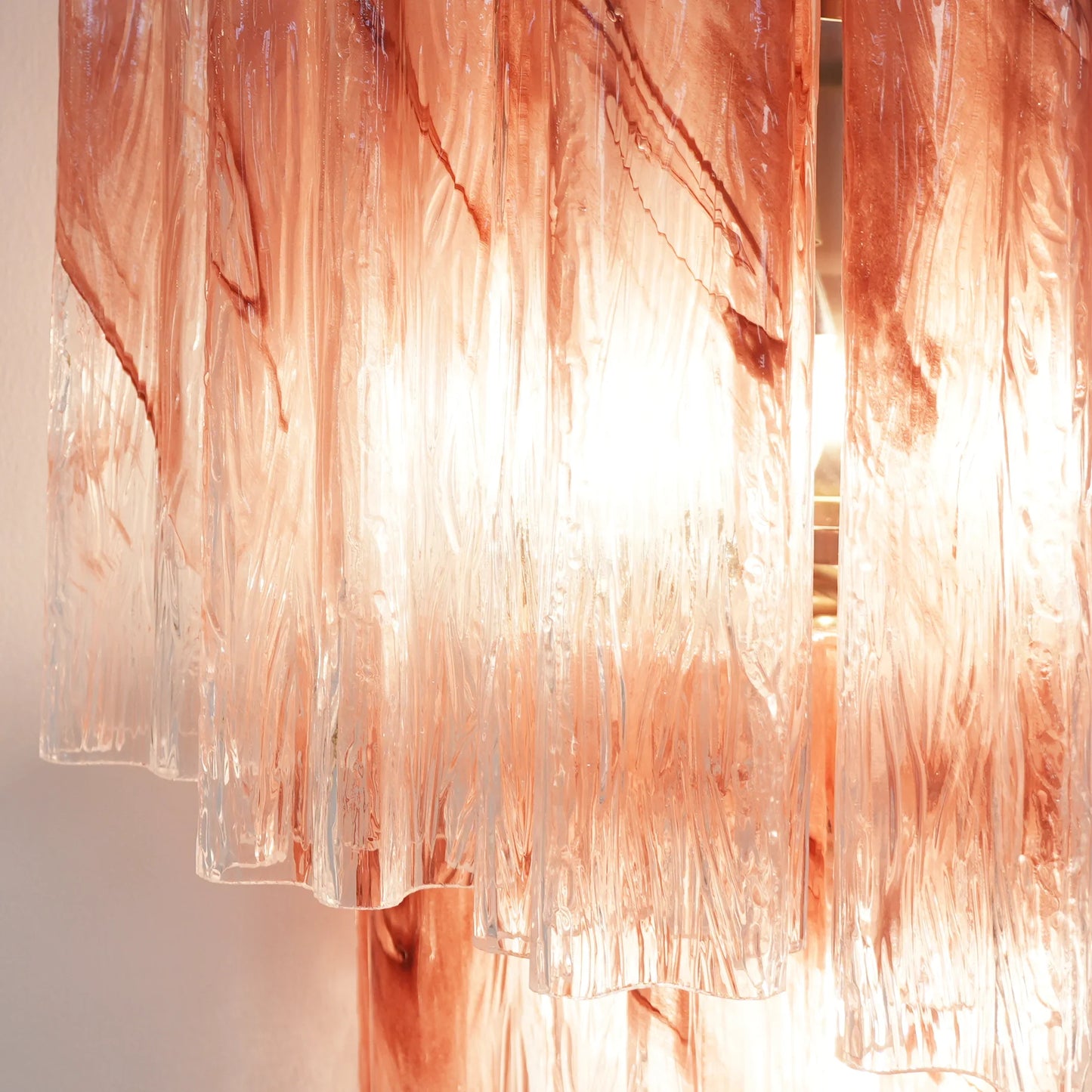 Pink Murano Glass Tube Wall Sconces