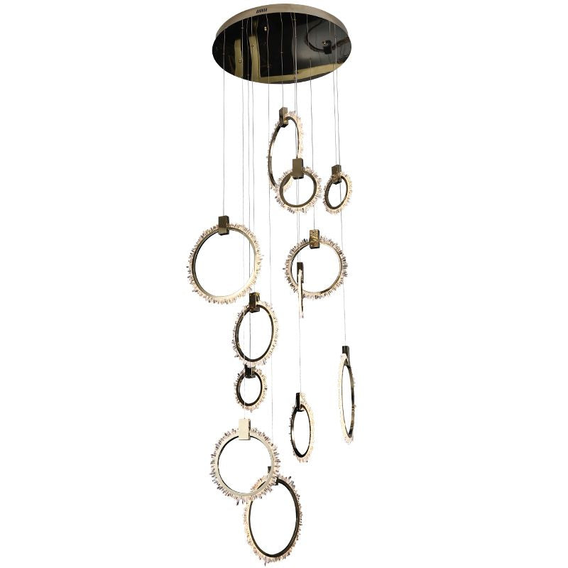 Primary Crystal 12 Rings Staircase Chandelier