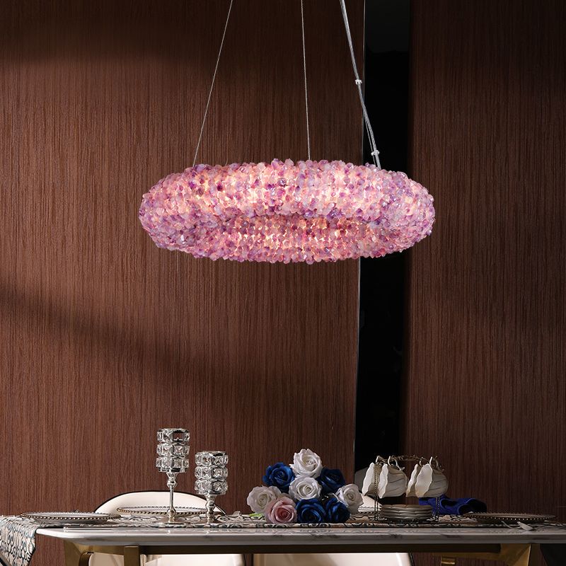 Purple Primary Crystal Round Chandelier 20.5" 28.3" 36.2" 44"
