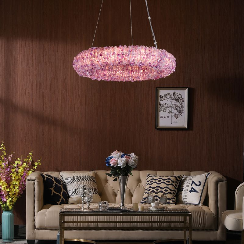 Purple Primary Crystal Round Chandelier 20.5" 28.3" 36.2" 44"