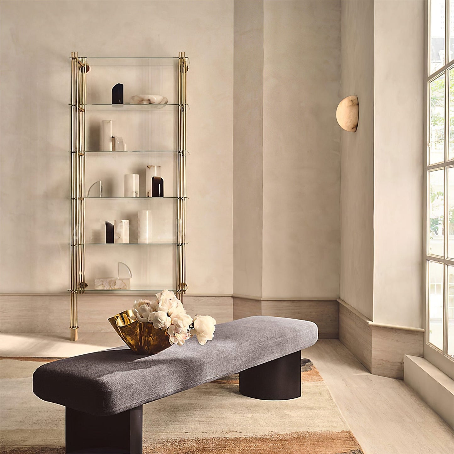 Semicircular Alabaster Wall Lamp