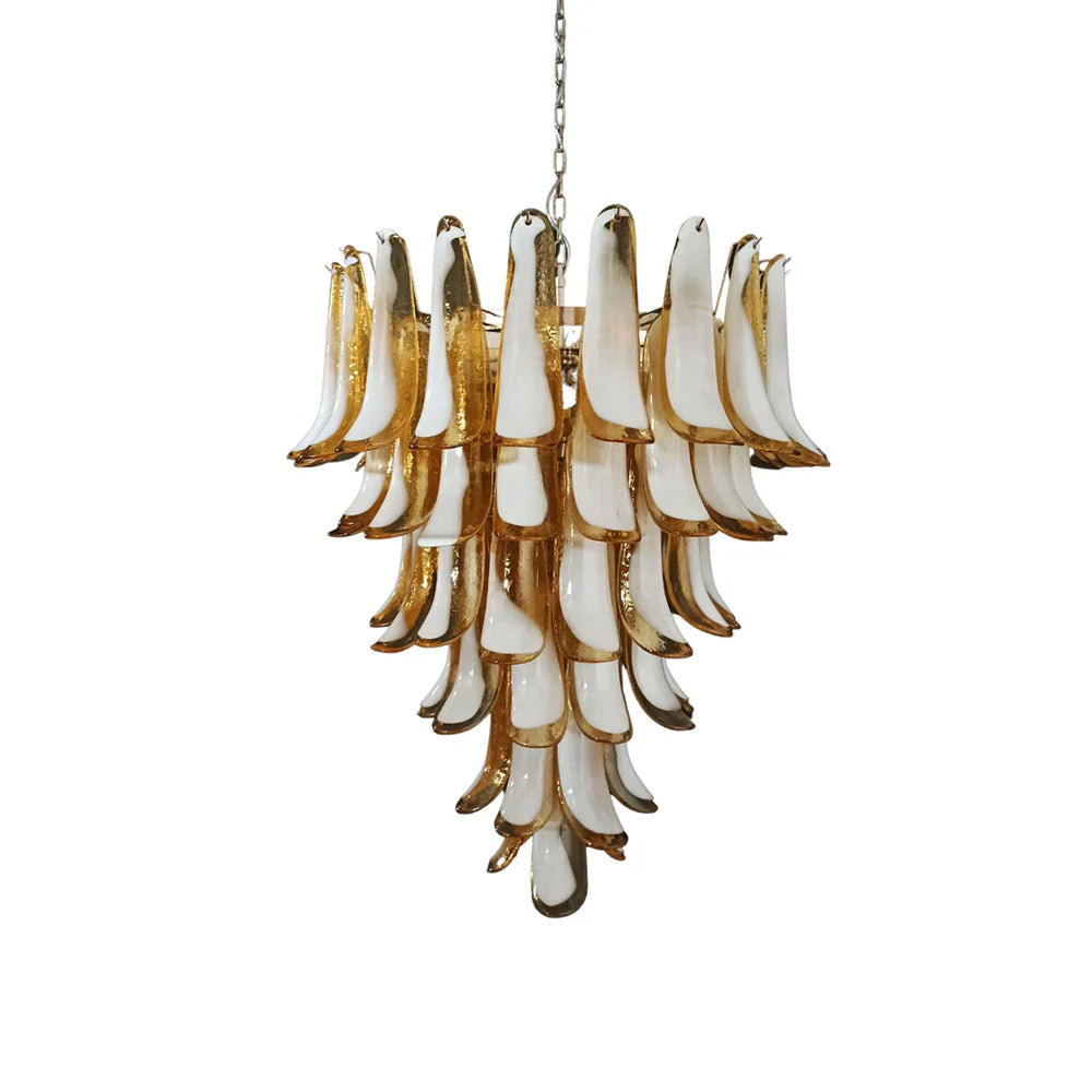 Vintage Murano Caramel Glass Petals Chandelier