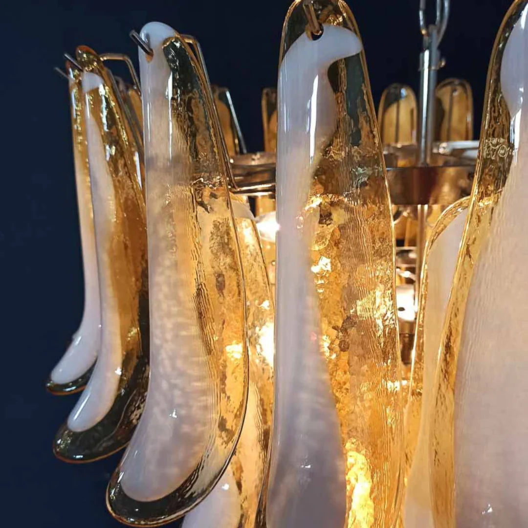 Vintage Murano Caramel Glass Petals Chandelier
