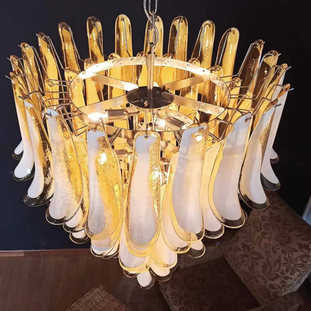 Vintage Murano Caramel Glass Petals Chandelier