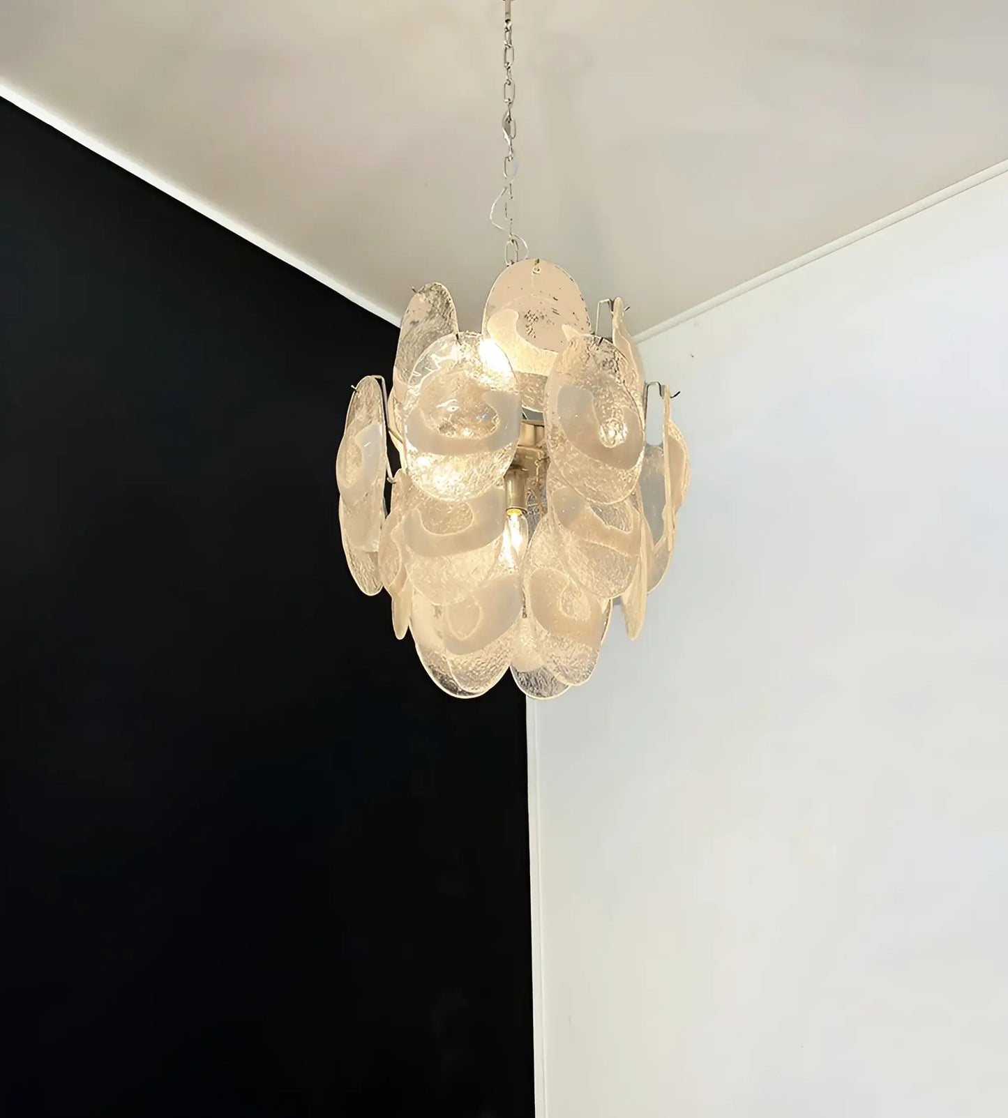 Vintage Murano Lattimo Glass White Chandelier