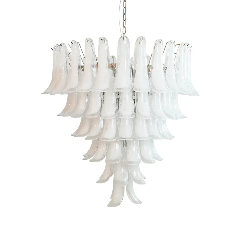 Vintage Murano Transparent Glass Petals Chandelier