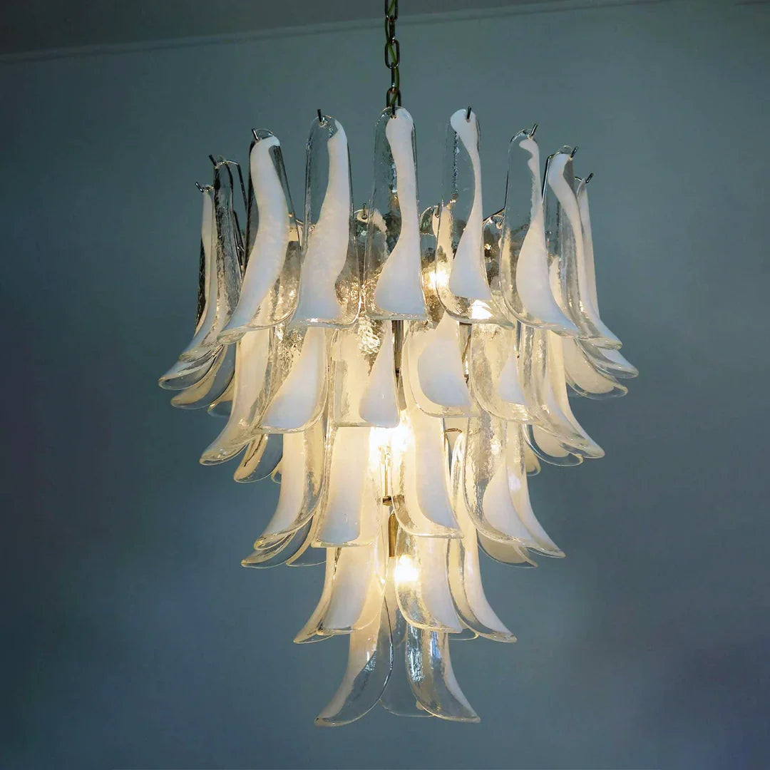 Vintage Transparent Murano Petals Chandelier