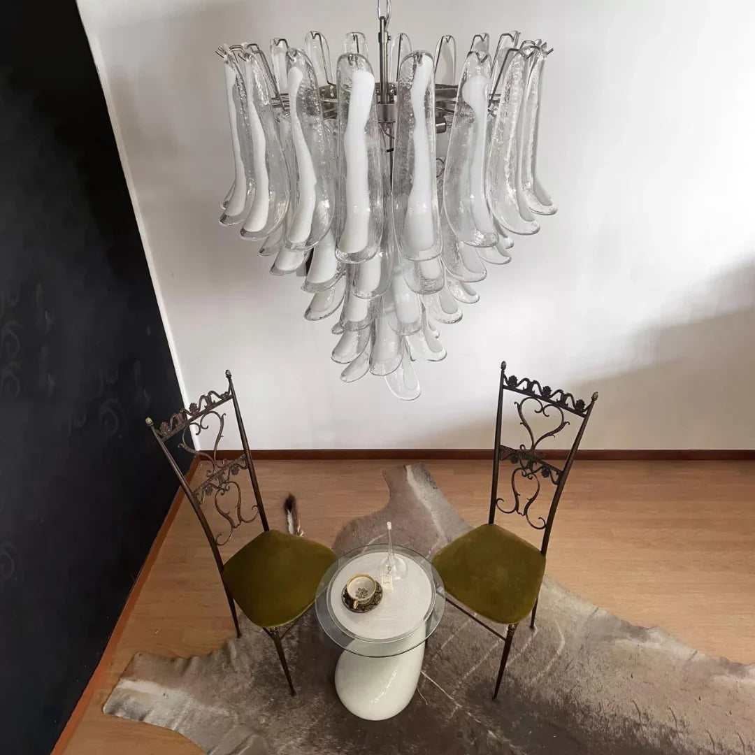 Vintage Transparent Murano Petals Chandelier