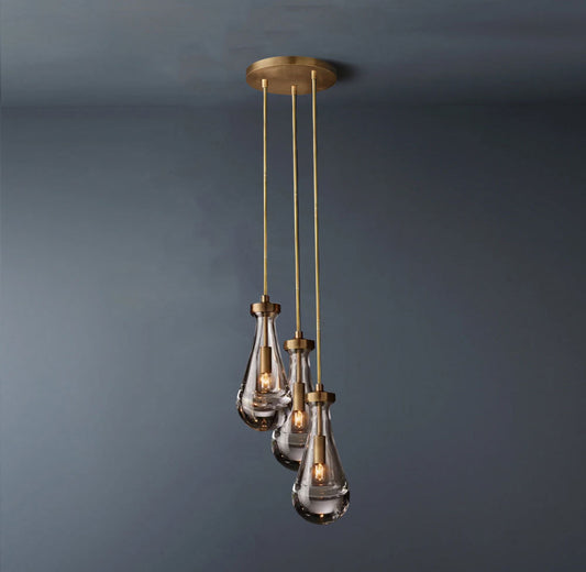 Raindrop Linear 3-Light Rod Chandelier