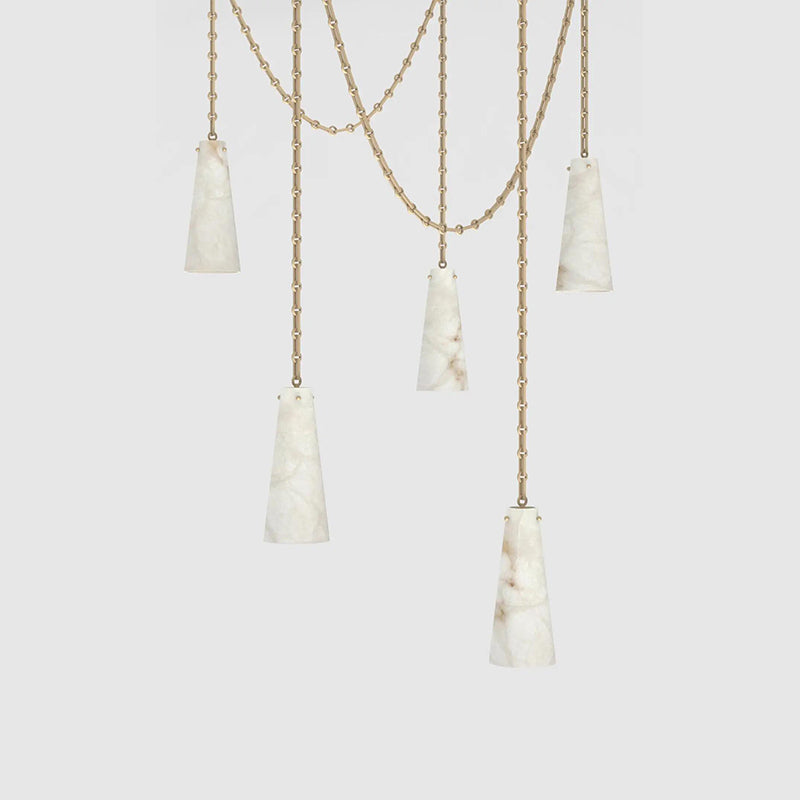 5-Light Lucca Vintage Alabaster Pendant Cluster