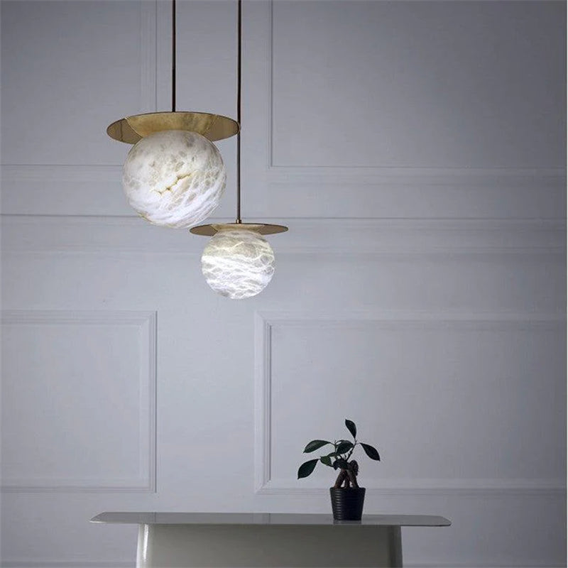 Boris Spanish Modern Alabaster Bedside Pendant Light